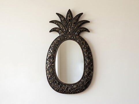 Decorative black pineapple shaped wall mirror
