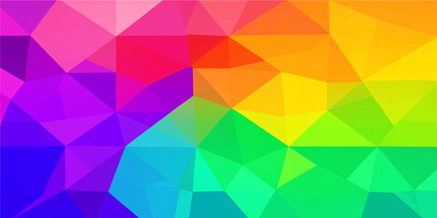 Obraz premium Abstract vibrant rainbow spectrum low poly geometric triangle background vector illustration for modern creative marketing banner