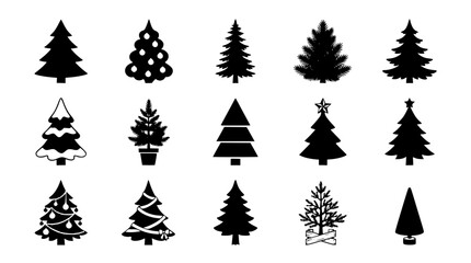 Obraz premium Festive Christmas Evergreen Tree Silhouettes Vector Collection