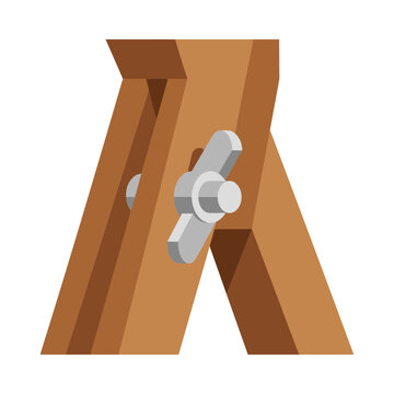 Wooden artist easel joint and wing nut screw vector