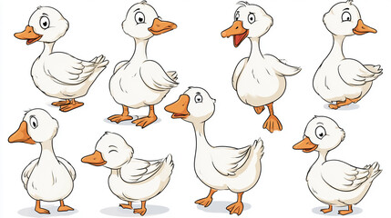 Obraz premium Cute Cartoon Little Goose – Adorable Baby Goose Character Illustration