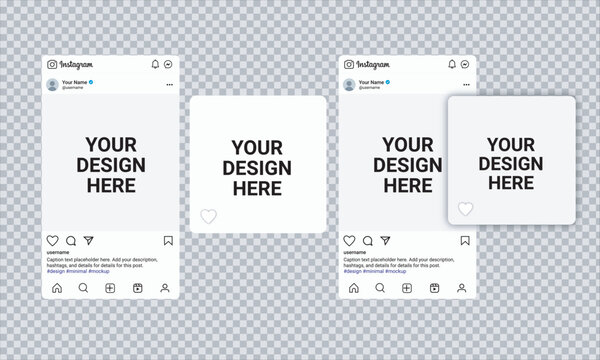 Instagram post mockups with text placeholders and separate image frames.