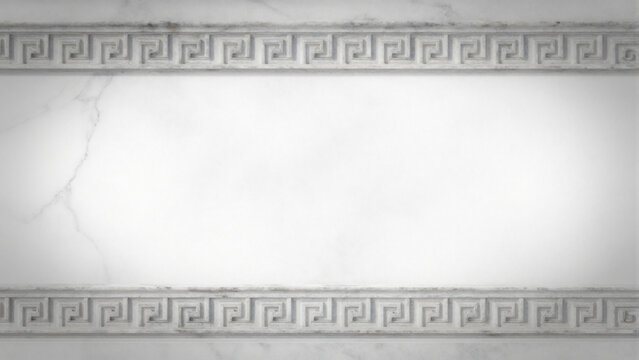 White marble background Greek key meander border 