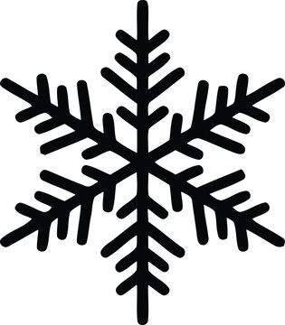 Minimalist snowflake vector icon, black winter snow crystal graphic