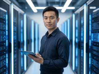 Fototapeta premium Engineer Managing Digital Asset Protection and Content Watermarking
