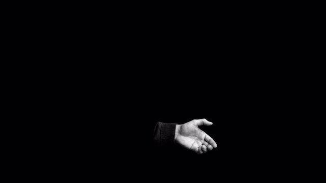 Halftone hand gesture animation showing hold and grab motion