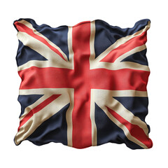 Fototapeta premium The image features a pillow with a fabric cover printed to resemble the Union Jack, the national flag of the United Kingdom