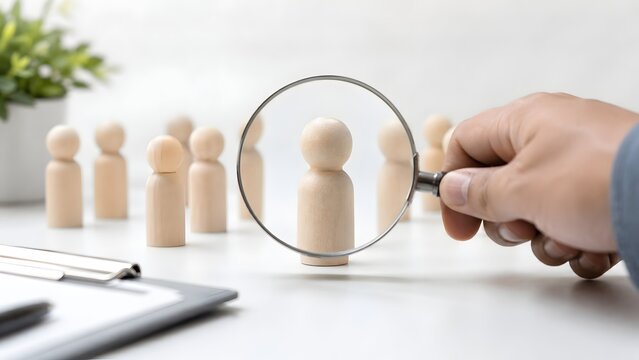 HR Professional Using Magnifying Glass for Talent Search