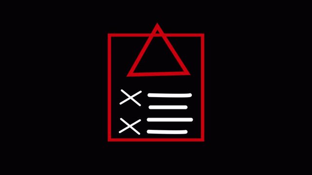 Document Error Warning Animation - Failed Upload Checklist Icon animation with Alert Triangle animation with alpha channel on transparent background in 4k .