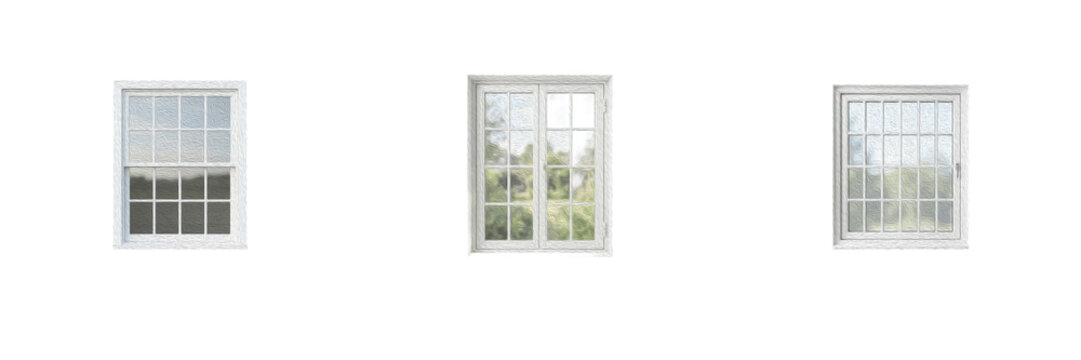 Set of White Window PNG Clipart House Windows Transparent Background Cutout Isolated Vector Elements for Architectural Mockups Digital Designs Scrapbooking Stickers Crafting