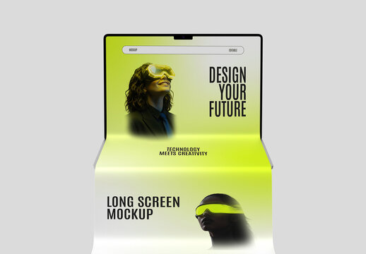 Long Screen Laptop Mockup Template