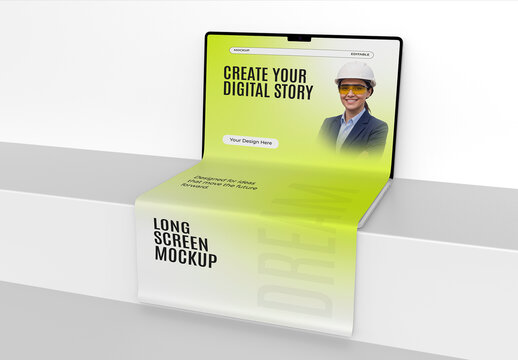 Long Scroll Extended Laptop Screen Mockup