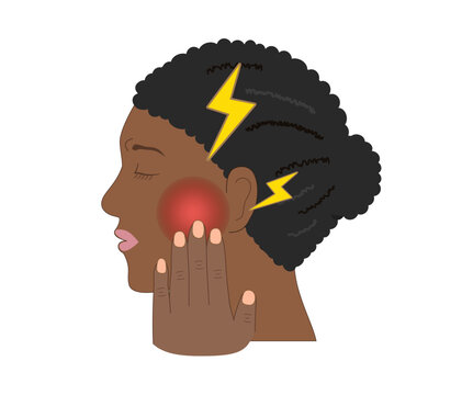 Profile Illustration of  a Black woman with Her Hand on Her Cheek Feeling Facial Pain