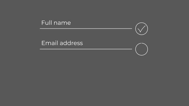form verification process with sequential check marks and verified confirmation.