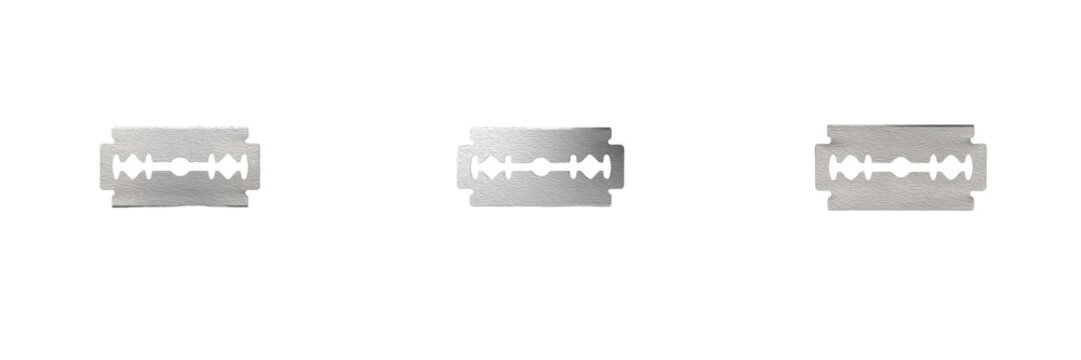 Stainless Steel Razor Blade Set Double Edge Safety Razor Blade Sharp Metal Cutter Refill Isolated Transparent PNG Clipart Graphic For Shaving Barber Grooming Design