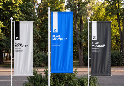 Outdoor Flag Banner Mockup Set