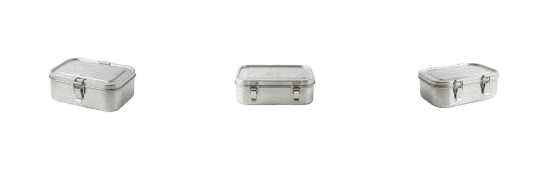Stainless Steel Lunch Box Set Metal Food Container Storage Box Bento Box With Latch Isolated Transparent PNG Clipart Graphic For School Office Product Design