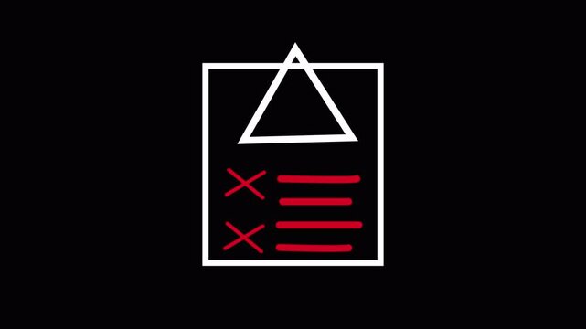 Document Error Warning Animation - Failed Upload Checklist Icon animation with Alert Triangle animation with alpha channel on transparent background in 4k .