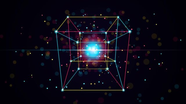 Futuristic Hyper-Dimensional Geometry Core with Glowing Laser Edges 4K Background