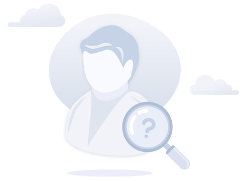 User Not Found Illustration with Profile Icon and Magnifying Glass
