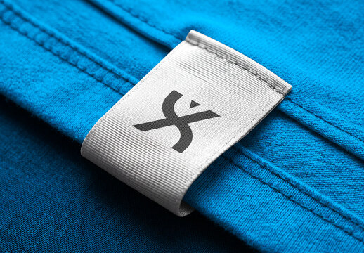 Woven Clothing Label Mockup on Fabric