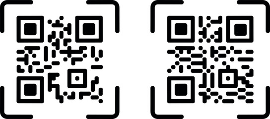 Fototapeta premium QR Code Scan Vector Icon Set Isolated on White Background for Digital Payment and Verification