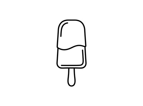 Simple ice cream pop with stick on white background