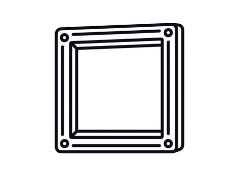 Minimalist square frame outline with four screw holes
