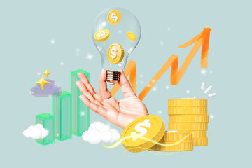 Fototapeta premium 3D financial ideas collage remix design