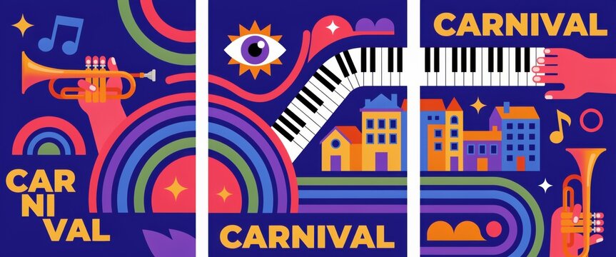 Carnival festival poster design with musical instruments