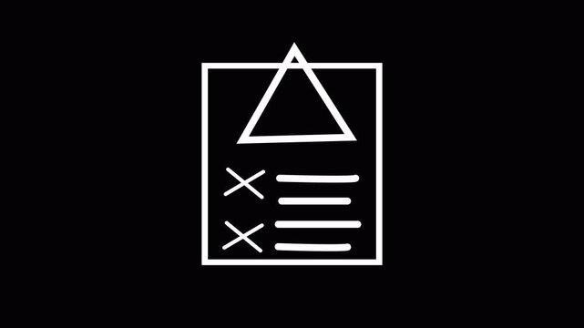 Document Error Warning Animation - Failed Upload Checklist Icon animation with Alert Triangle animation with alpha channel on transparent background in 4k .