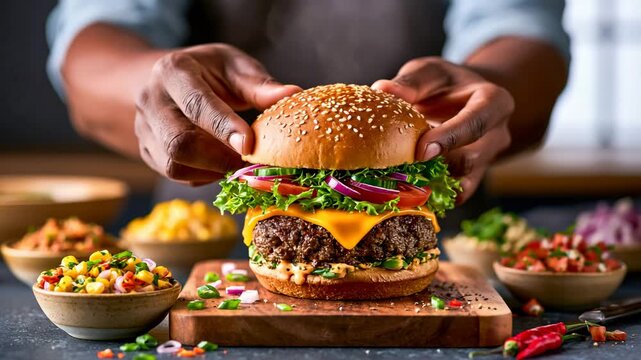 Home Cook Experimenting with Unique Burger Toppings