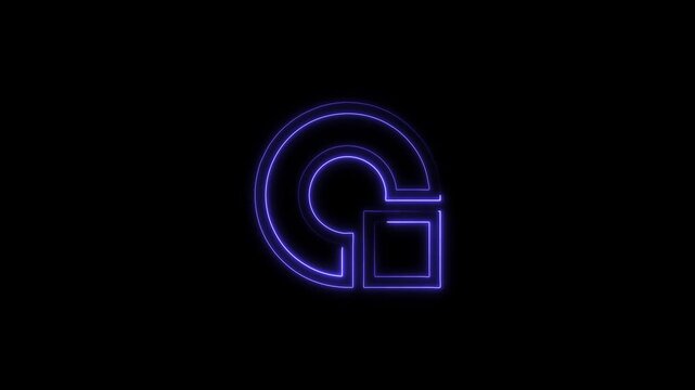 Bright bule Neon Abstract Letter G or Logo Shape Animation. Futuristic Tech Identity Reveal Loop. Minimalist Glowing Background Element.