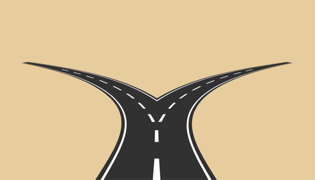 Fork in the road with a beige background, representing a choice between two different paths or directions ahead.