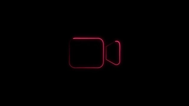 Neon, Glowing, Colorful video icon animation. camera frame ,photograph motion graphics. video camera ico 4k video footage.