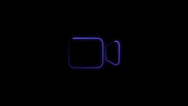Neon, Glowing, Colorful video icon animation. camera frame ,photograph motion graphics. video camera ico 4k video footage.