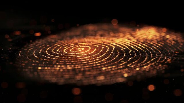 Swirling pattern of lights resembling a fingerprint in a dark space during nighttime