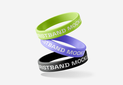 Silicone Wristband Mockup Set