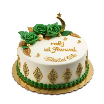 eid milad cake isolated on white