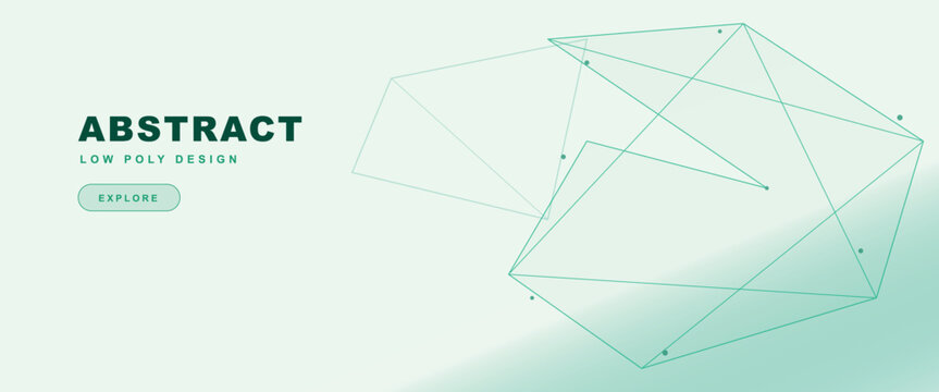 Abstract low poly geometric background with wireframe structure and modern green gradient