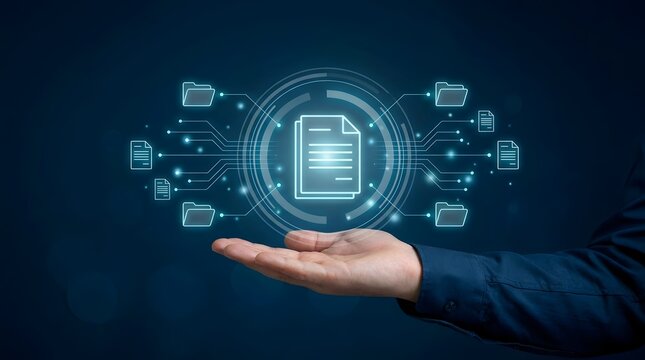 Digital document management system held by hand