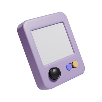 3D Render of Handheld Game Console Illustration with Empty Screen Display