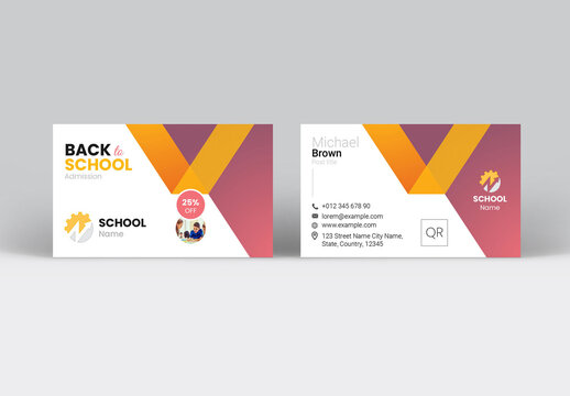 School Admission Business Card Layout