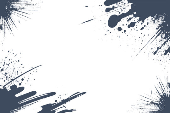 Grunge Ink Splatter Border Frame with Brush Strokes Paint Splash and Large Copy Space Vector