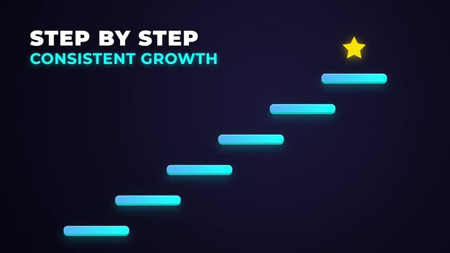 Illustrative representation of consistent growth and step by step progress towards a bright goal