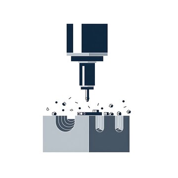 Rotating Milling Cutter Carving Grooves Into Aluminum Block
