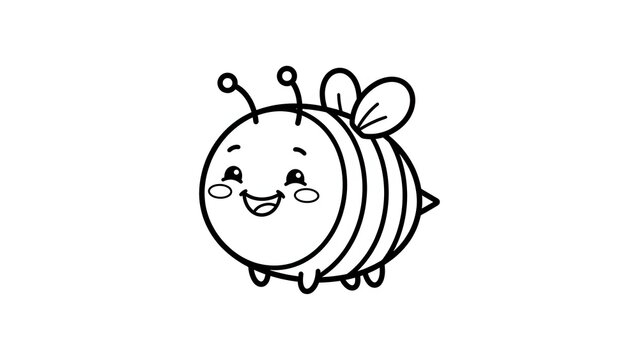 Cute Bee Coloring Page Line Art Vector Illustration for Kids