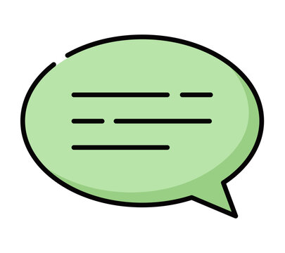 Minimalist flat vector illustration of a message speech bubble for online chat, feedback, and communication