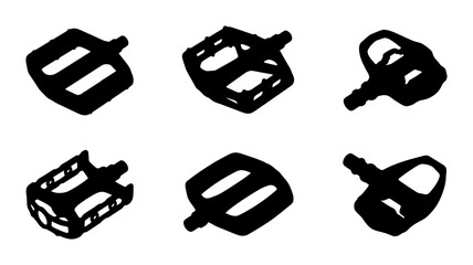 Fototapeta premium Bicycle Pedals Vector Icons Set, Cycling Components Graphic Elements, Sport Equipment Collection