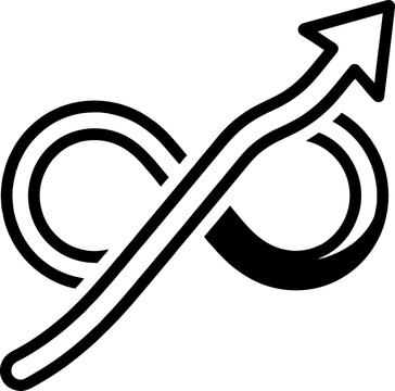 Infinity symbol with upward arrow representing continuous growth and progress vector illustration